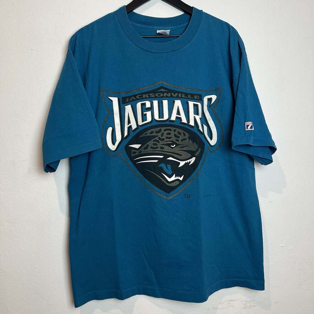vintage vtg 1990s 90s jacksonville jaguars Banned Logo Teal T-shirt L Large